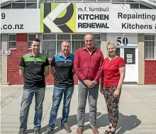  ??  ?? Some of the crew from M.F. Turnbull in front of their Mowbray Road premises. From left Chris Cheveau, Steve Baker, and owners Murray and Monique Turnbull.