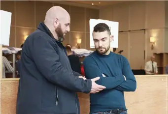  ??  ?? Blaine Gaffney pictured at the count with Cllr Gino O’Boyle (PBP).