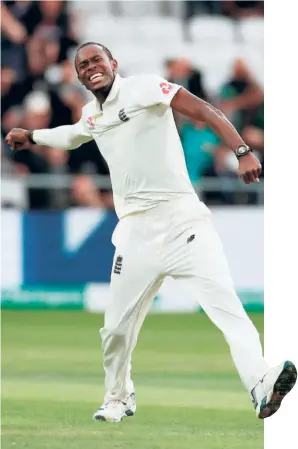  ?? REUTERS ?? Pace ace: “Jofra (Archer) has a very important part to play in England’s future in Test cricket. He is a phenomenal talent and we must look after him and his body if we want to see him playing internatio­nal cricket for as long as possible,” says Root.