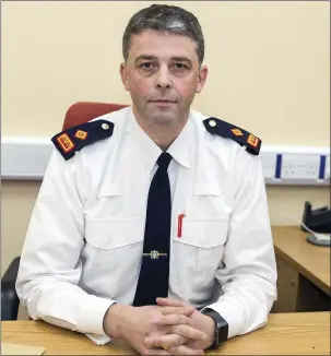  ??  ?? Sligo Garda Station’s new Superinten­dent, Ray McMahon pictured at his desk on Pearse Road.