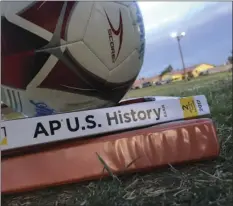  ?? NUNEZ PHOTO GRACE ?? Student takes a break from studying to play a game of soccer at Villa Santa Fe Park in Calexico.