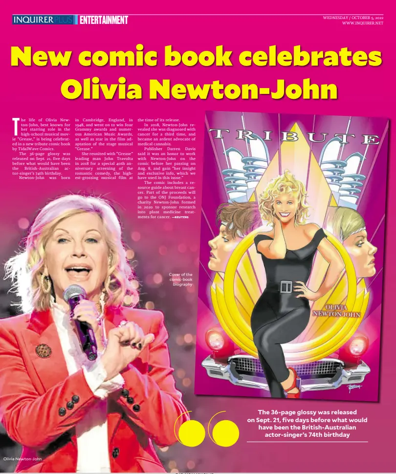  ?? ?? Olivia Newton-John
Cover of the comic-book biography