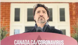  ?? SEAN KILPATRICK THE CANADIAN PRESS ?? Canada has delivered $16 billion in income support to workers over the past month, in what represents the first major instalment of Prime Minister Justin Trudeau’s stimulus package.