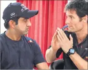  ?? PTI PHOTO ?? Gambhir had a long chat with Mark Webber.