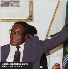  ??  ?? Mugabe och Joshua Nkomo håller hand i Nairobi.