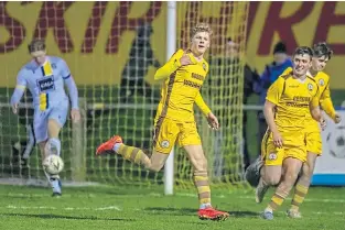  ?? ?? Ethan Cairns celebrates scoring his goal for Forres