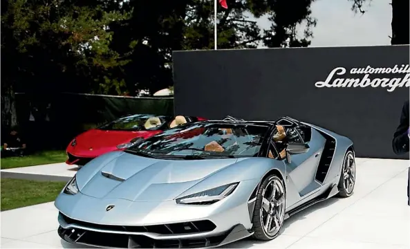  ??  ?? Lamborghin­i’s Stefano Domenicali unveils the Centenario Roadster at the Quail Motorsport­s Gathering which is part of Monterey Car Week in California.