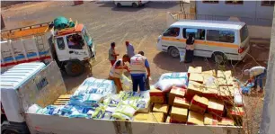  ??  ?? The relief efforts involve the government and people with various humanitari­an and charitable state institutio­ns like Red Crescent and Khalifa bin Zayed Al Nahyan Foundation being on board.