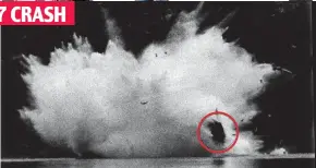  ??  ?? Tragedy: Donald Campbell’s Bluebird, having somersault­ed, hits the water at 183mph and breaks in half, circled