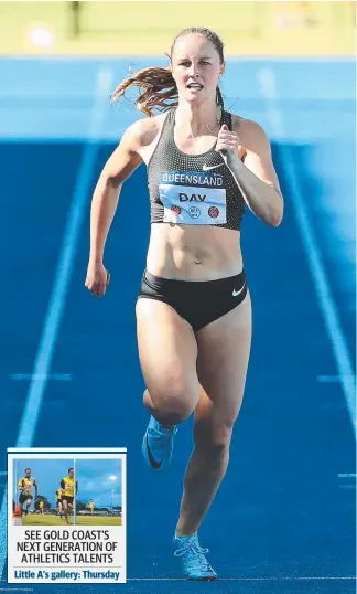  ?? Picture: LIAM KIDSTON ?? Riley Day wins the Queensland 200m final yesterday,