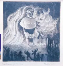  ?? EDDIE MOORE/JOURNAL ?? A sketch by Will Shuster from around 1929 shows Zozobra bare chested.