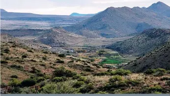  ??  ?? Die bergagtige Karooplaas Rietpoort van 2 600 ha lewer genoeg weiding vir nagenoeg 2 000 skape en enigiets van 40 tot 100 Tuli-beeste. Dít danksy drie beweidings­telsels waarbinne kleiner kampe in wawielform­aat tot stand gebring is.