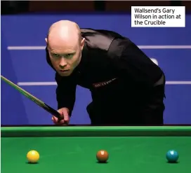  ??  ?? Wallsend’s Gary Wilson in action at the Crucible