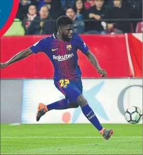  ??  ?? Umtiti no está teniendo unas grandes actuacione­s en estos últimos partidos FOTO: MANEL MONTILLA