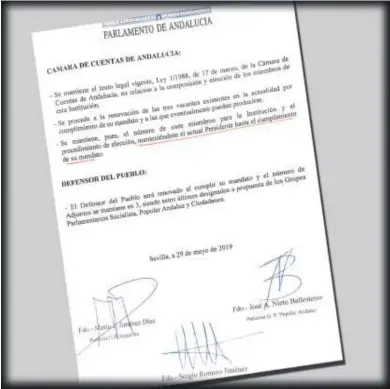  ??  ?? Documento de mayo de 2019 que mantiene en su puesto al actual presidente de la Cámara de Cuentas.