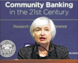  ?? JEFF ROBERSON / ASSOCIATED PRESS ?? There is likely to be spirited debate Wednesday as Fed Chair Janet Yellen seeks consensus among policymake­rs on the timing of a rate hike.