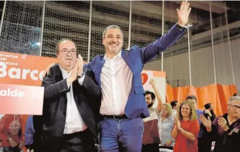  ?? // EFE ?? Iceta y Collboni durante el mitin con el que el PSC cerró la campaña electoral de mayo de 2019
