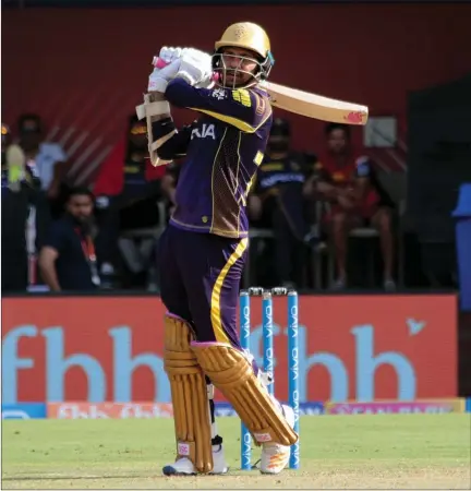  ?? IANS ?? Sunil Narine in action against Kings XI Punjab at Holkar stadium in Indore on Saturday.