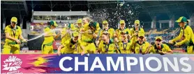  ?? — AFP ?? Australia celebrate winning the ICC Women’s World T20 final against England in North Sound.