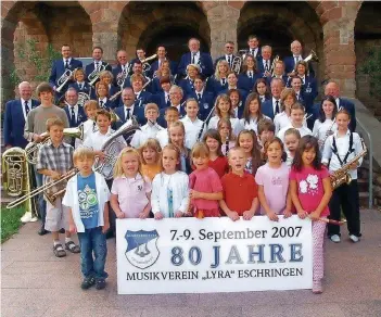  ?? ARCHIVFOTO: ANDREAS LANG ?? Vor zehn Jahren feierte der MV Lyra Eschringen seinen 80 Geburtstag. Heute, knapp zehn Jahre später ist der MV immer noch ein quickleben­diger Verein.