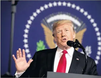  ?? AP PHOTO ?? President Donald Trump speaks the 2018 Project Safe Neighborho­ods National Conference last week in Kansas City, Mo.