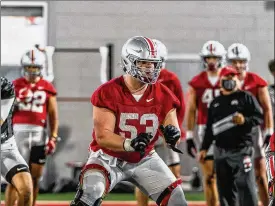  ??  ?? Ohio State offensive lineman Luke Wypler at practice in Columbus.