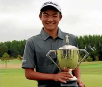  ??  ?? Kazuma Kobori, 17, beat some hardened profession­als to win the New Zealand PGA Championsh­ip by four shots on Sunday.