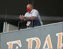  ?? THE ASSOCIATED PRESS ?? In this Aug. 14, 2020, file photo, Washington Nationals general manager Mike Rizzo looks on during the seventh inning in the continuati­on of a suspended baseball game between the Baltimore Orioles and the Nationals in Baltimore.