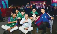  ?? ?? Saudi fans during the Corniche celebratio­ns. PICTURE: Shaji Kayamkulam