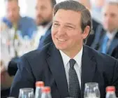  ?? OFFICE OF GOV. RON DESANTIS/COURTESY ?? Appearing Tuesday at a bill-signing event in The Villages, Gov. Ron DeSantis said he and his staff have completed a “first glance” at the line items in the $91.1 billion, 448page Florida budget for the fiscal year that begins July 1.