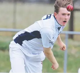  ?? Picture: MARK WILSON ?? ON TARGET: Winchelsea bowler Riley Berg.