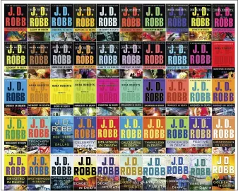  ?? BERKLEY — ST. MARTIN’S PRESS VIA AP ?? This combinatio­n of book cover images shows 50volumes of the “In Death” crime series written by J.D. Robb, a pseudonym used by author Nora Roberts. Robb’s latest book, “Golden in Death,” was released on Feb. 4.