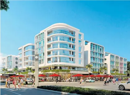 ??  ?? An artist’s impression of the $200m housing and retail complex proposed for Mission Bay.