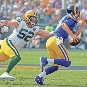  ?? JIM MATTHEWS / USA TODAY NETWORK-WISCONSIN ?? Green Bay Packers linebacker Clay Matthews has just 2.5 sacks in eight games this season.