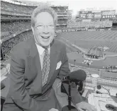  ?? AP FILE ?? Yankees broadcaste­r John Sterling sitting in his booth before a game against the Red Sox at Yankee Stadium in 2009.