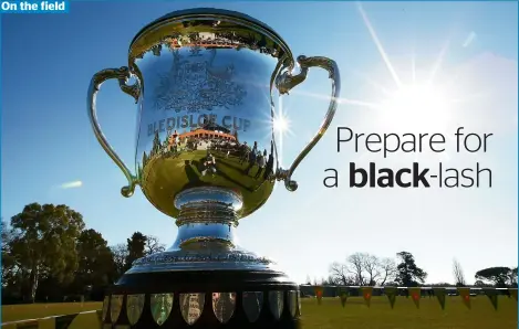  ?? GETTY IMAGES ?? The Bledisloe Cup trophy is seen on display during a Wallabies training session in Orange, NSW, in 2014. Its sightings in Australia have been rare in recent years.