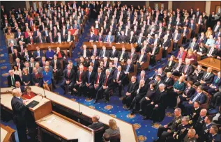  ?? Saul Loeb/ AFP/Getty Images ?? In this Jan. 30, 2018, file photo, President Donald Trump delivers the State of the Union address at the U.S. Capitol in Washington, D.C. House Speaker Nancy Pelosi on Wednesday called on Trump to delay this year’s State of the Union speech, scheduled for Jan. 29, citing security concerns.