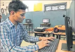  ??  ?? Abdul Basit, who studies at Shaheed Amir Chand Government School, downloaded an algorithmd­esign manual on his Dad’s cheap smartphone to become a better programmer.