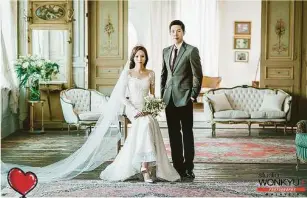  ??  ?? 吳蔚昇變身韓系歐巴与­黃佩嵋拍攝婚紗照放閃，畫面唯美。