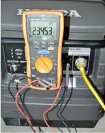  ??  ?? Below: Voltage (left and right) and frequency (middle) for the EU30is showing difference between loaded and unloaded voltage readings