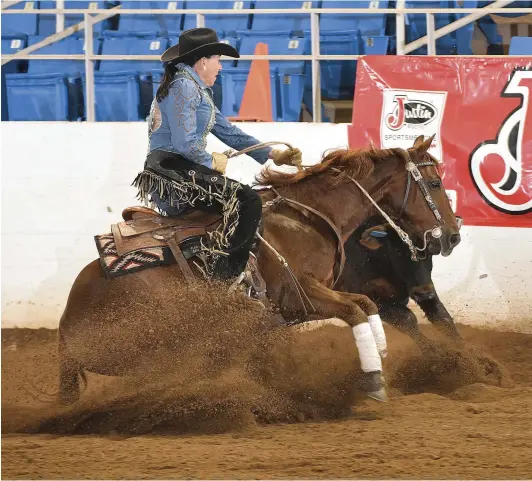  ??  ?? Laurel and Lenas Last Time nail their fence work at the Sun Circuit earlier this year. She calls the gelding, a 2012 Snaffle Bit Futurity open finalist with Corey Cushing, “the best I’ve ever ridden.”