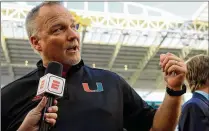  ?? MIKE EHRMANN / GETTY IMAGES ?? Miami Hurricanes coach Mark Richt and two players — wide receiver Ahmmon Richards, safety Jaquan Johnson — will appear this afternoon at the ACC’s annual kickoff event in Charlotte.