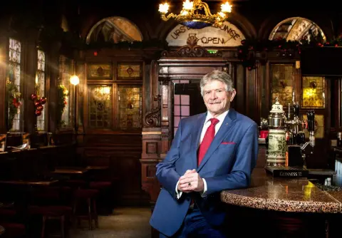  ??  ?? Louis Fitzgerald in The Stag’s Head, which was recently voted Pub of the Year. Picture: David Conachy