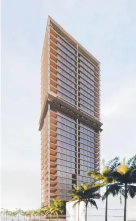  ??  ?? An artist’s impression of the proposed Auriton tower in Surfers Paradise.