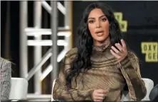  ?? PHOTO BY WILLY SANJUAN — INVISION — AP ?? Kim Kardashian West speaks at the “Kim Kardashian West: The Justice Project” panel during the Oxygen TCA 2020 Winter Press Tour at the Langham Huntington, Saturday in Pasadena