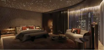  ?? ?? The master bedroom with mood lighting
