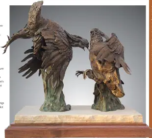  ??  ?? Burneta Venosdel, Tallgrass Warriors, limited edition bronze, 20 x 20 x 13"