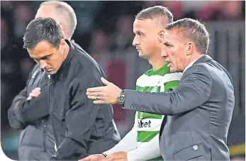 ??  ?? Celtic boss Brendan Rodgers switched Edouard for Leigh Griffiths on Thursday night