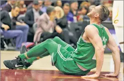  ?? AP (2) ?? JOINING THE CLUB: Redskins quarterbac­k Alex Smith (above) on Sunday joined Celtics forward Gordon Hayward as athletes to have suffered gruesome leg injuries during games, and The Post’s Mike Vaccaro has a greater appreciati­on for their struggles after a recent fall at home.