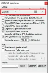  ??  ?? Die Qualität und damit auch die Kompressio­nsrate von Jpg-dateien können Sie in den Grafikprog­rammen oft mit einem Schiebereg­ler einstellen.